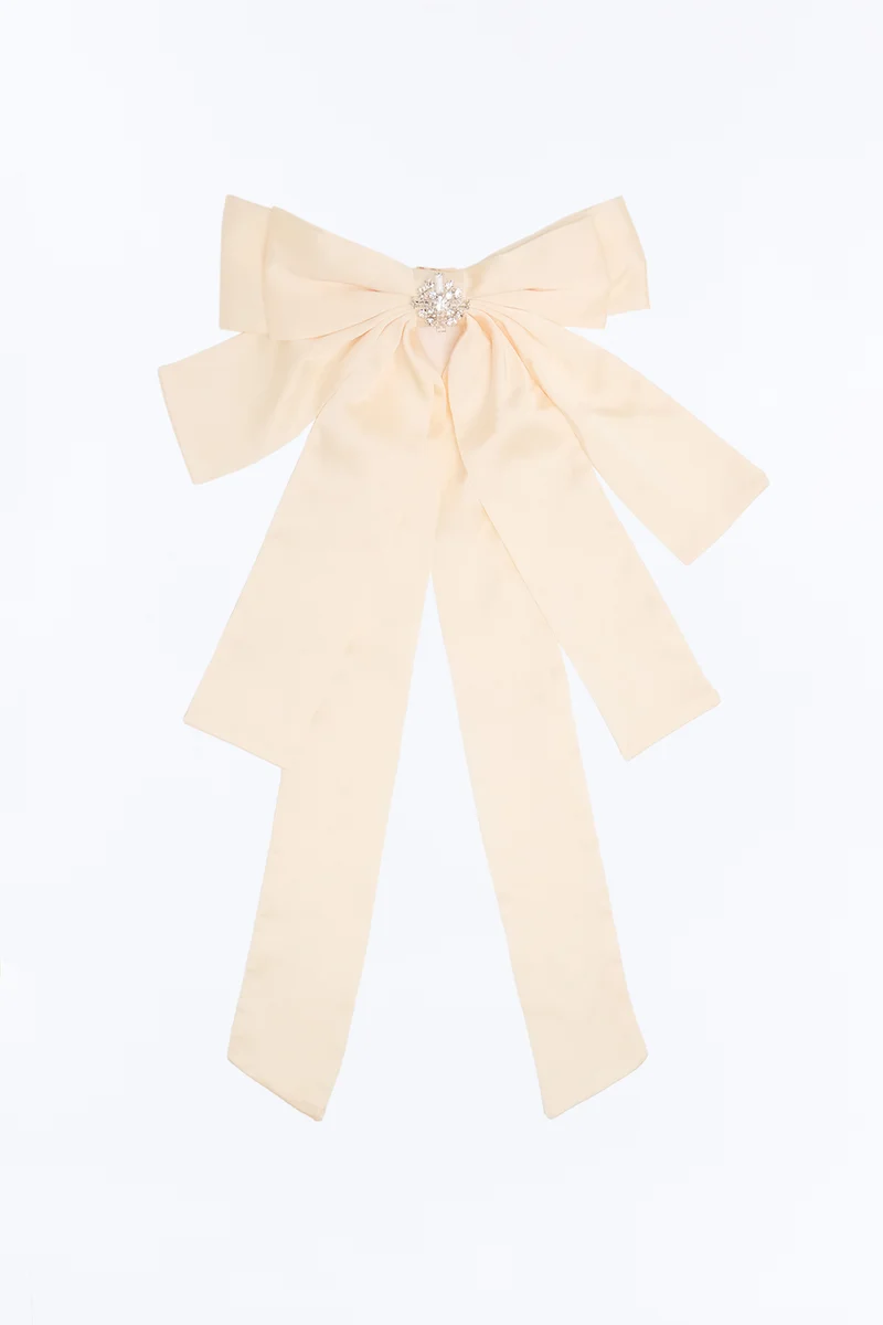 Girly Girl Satin Bow - Ivory