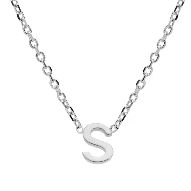 Collier initiale S minimaliste – Argent 925 rhodié | Azuline