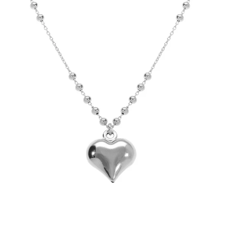 Collier motif cœur bombé – Argent 925 rhodié | Azuline