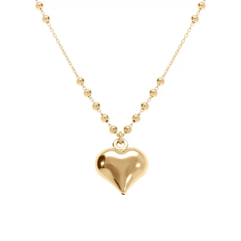 Collier cœur bombé chaîne à boules – Argent 925 doré | Azuline