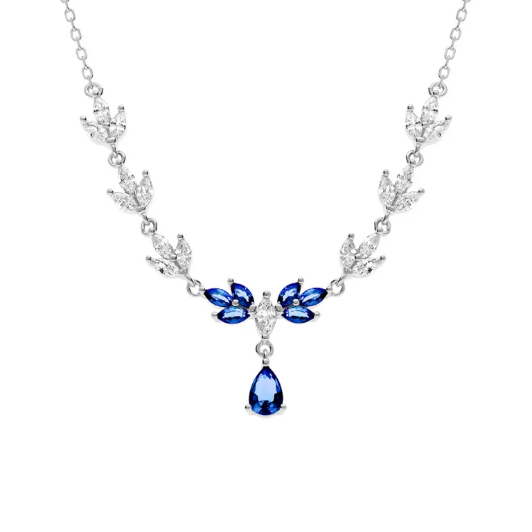 Collier oxydes bleus et blancs – Argent 925 rhodié | Azuline