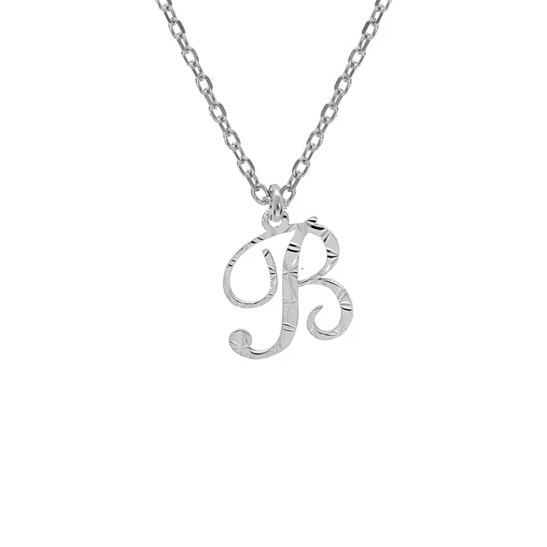 Collier initiale anglaise B diamantée – Argent 925 rhodié | Azuline