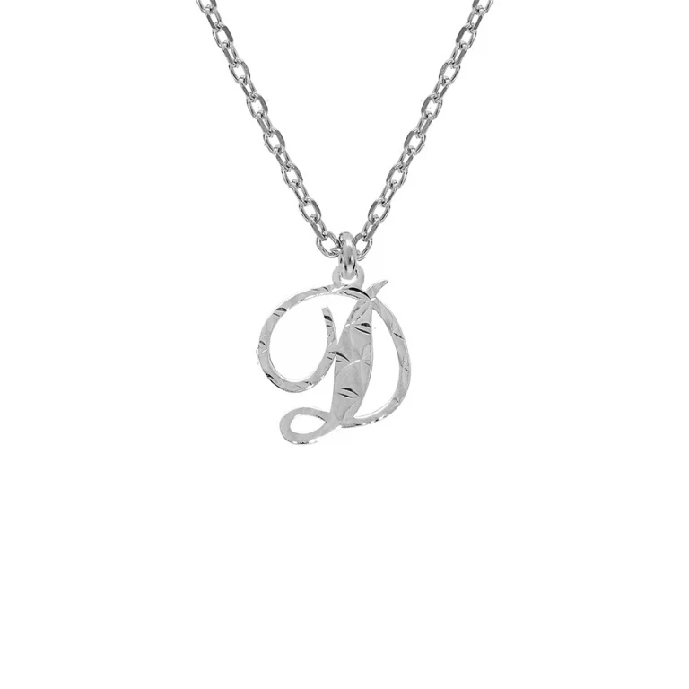 Collier initiale anglaise D diamantée – Argent 925 rhodié | Azuline