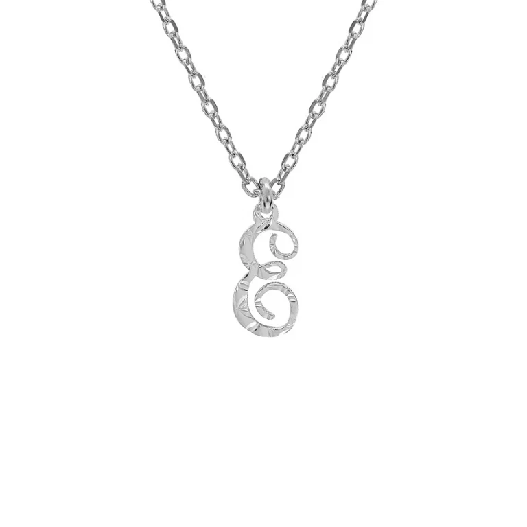 Collier initiale anglaise E diamantée – Argent 925 rhodié | Azuline