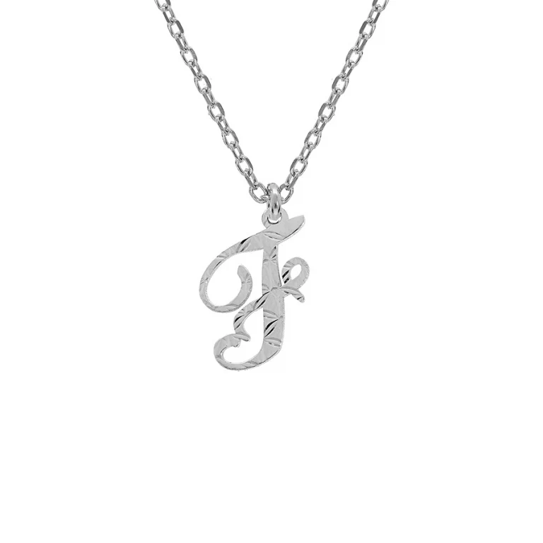 Collier initiale anglaise F diamantée – Argent 925 rhodié | Azuline