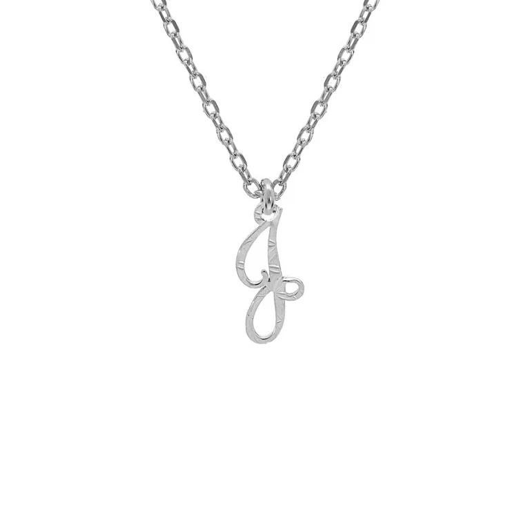 Collier initiale anglaise J diamantée – Argent 925 rhodié | Azuline