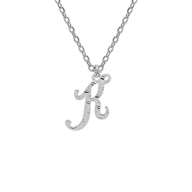 Collier initiale anglaise K diamantée – Argent 925 rhodié | Azuline
