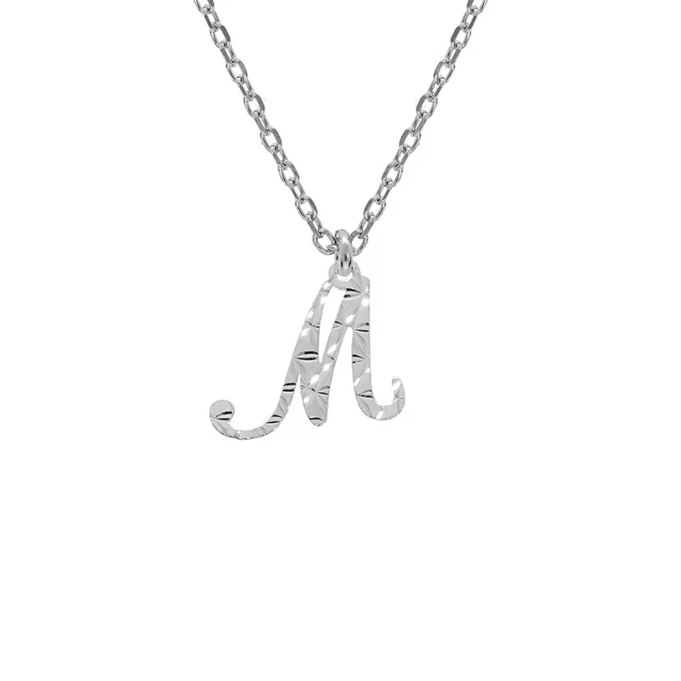 Collier initiale anglaise M diamantée – Argent 925 rhodié | Azuline