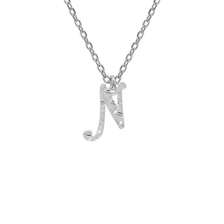 Collier initiale anglaise N diamantée – Argent 925 rhodié | Azuline