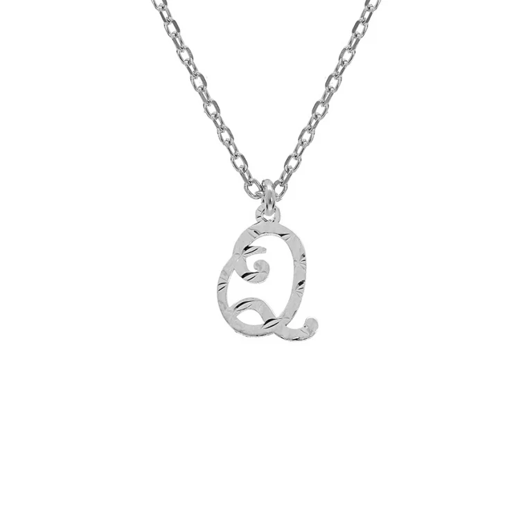 Collier initiale anglaise Q diamantée – Argent 925 rhodié | Azuline