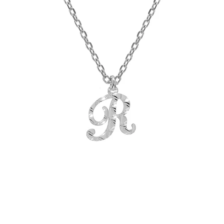 Collier initiale anglaise R diamantée – Argent 925 rhodié | Azuline