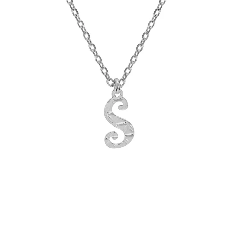 Collier initiale anglaise S diamantée – Argent 925 rhodié | Azuline