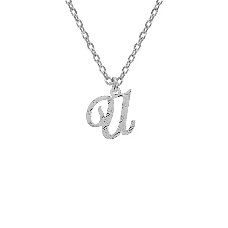 Collier initiale anglaise U diamantée – Argent 925 rhodié | Azuline