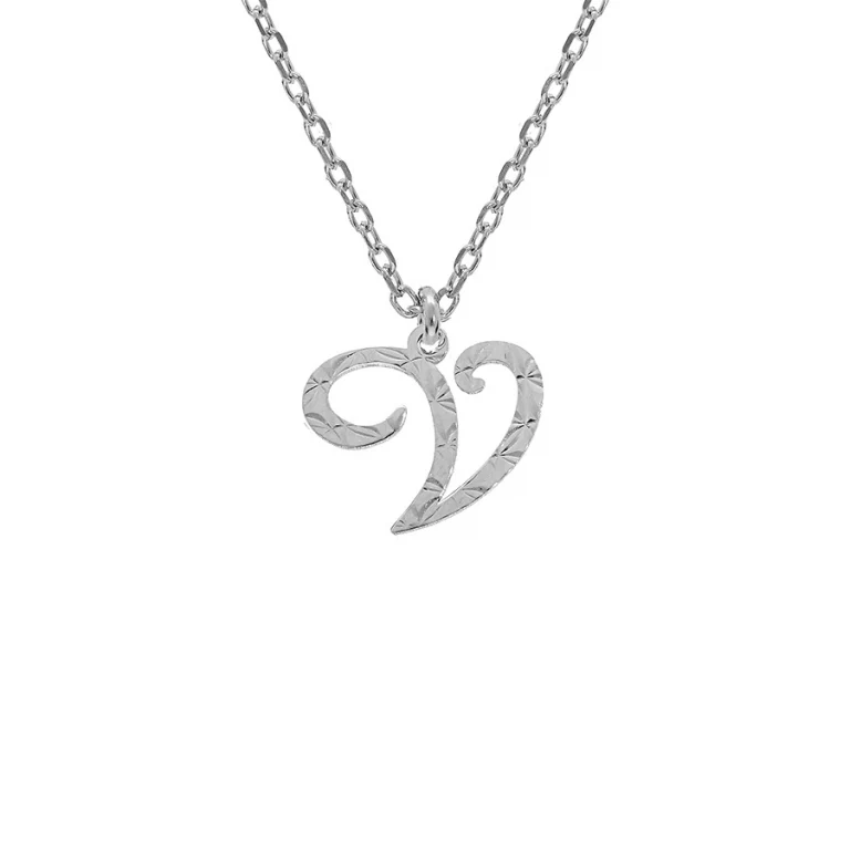 Collier initiale anglaise V diamantée – Argent 925 rhodié | Azuline