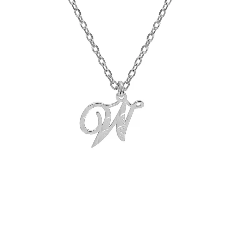 Collier initiale anglaise W diamantée – Argent 925 rhodié | Azuline