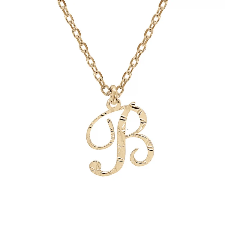 Collier initiale anglaise B diamantée – Argent 925 doré | Azuline