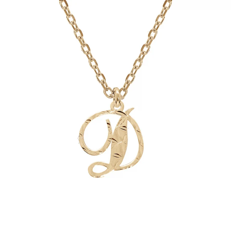 Collier initiale anglaise D diamantée – Argent 925 doré | Azuline