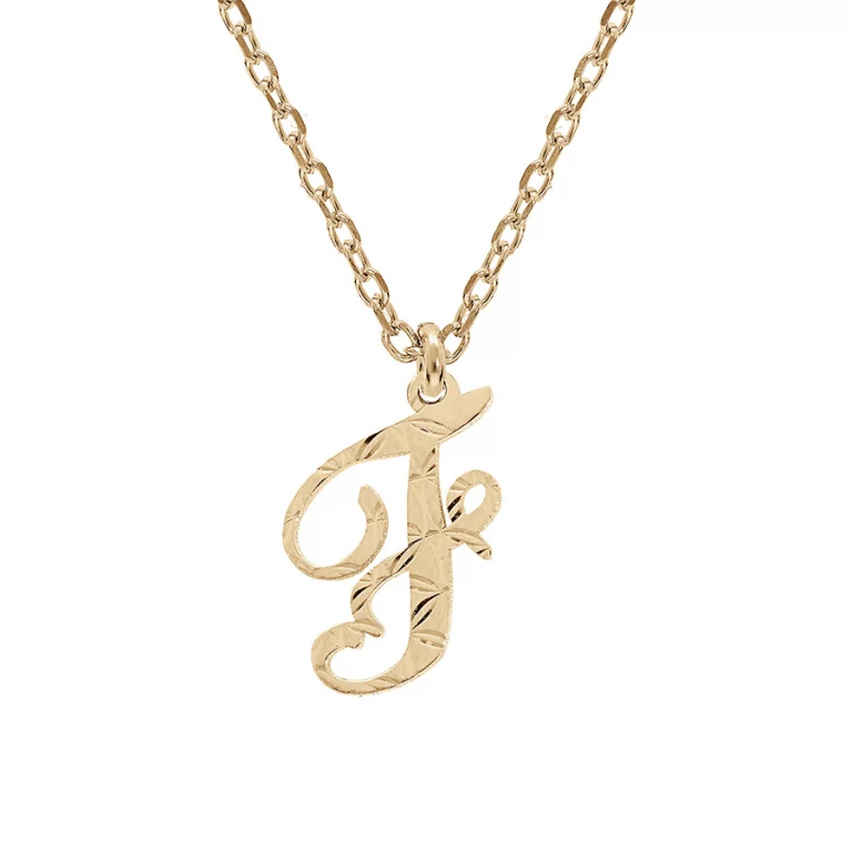Collier initiale anglaise F diamantée – Argent 925 doré | Azuline
