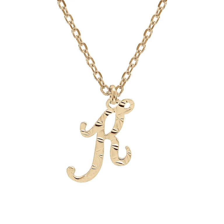 Collier initiale anglaise K diamantée – Argent 925 doré | Azuline