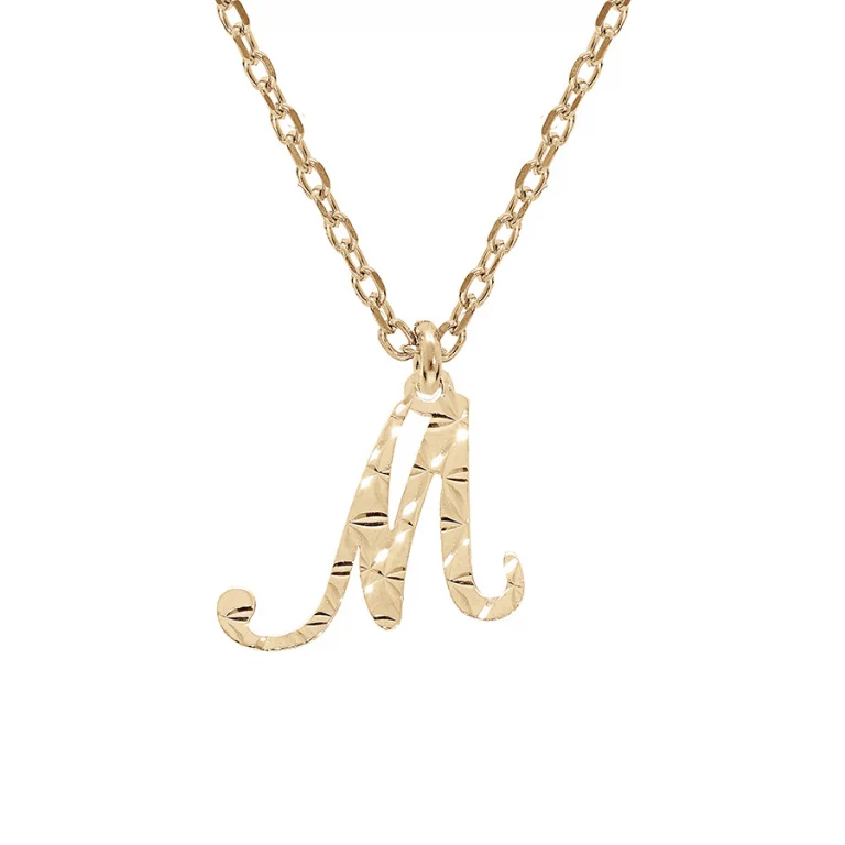 Collier initiale anglaise M diamantée – Argent 925 doré | Azuline