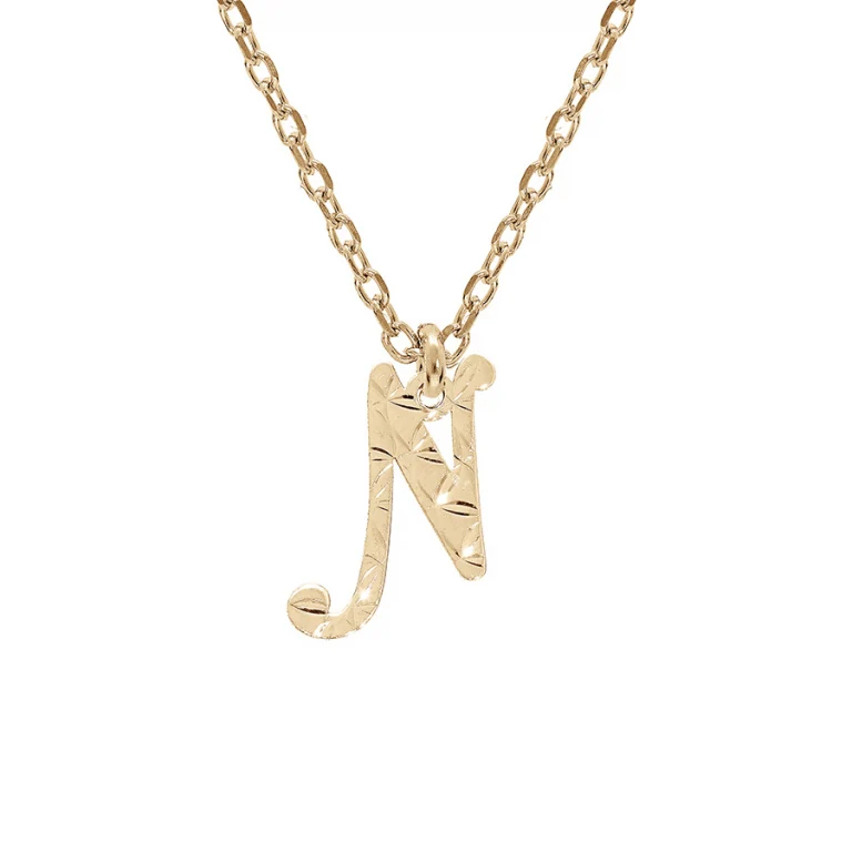 Collier initiale anglaise N diamantée – Argent 925 doré | Azuline