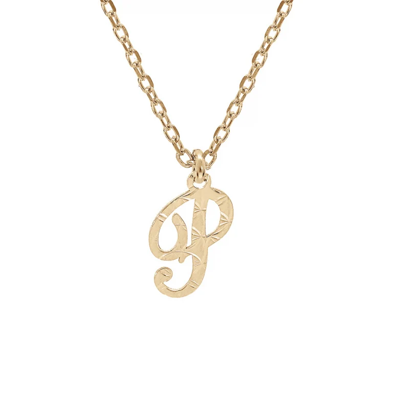 Collier initiale anglaise P diamantée – Argent 925 doré | Azuline