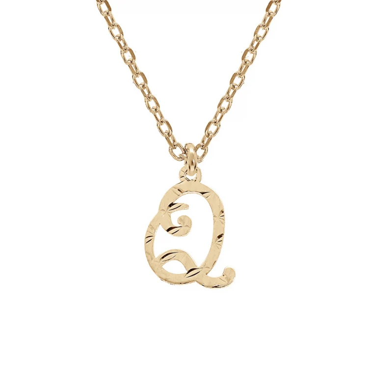 Collier initiale anglaise Q diamantée – Argent 925 doré | Azuline