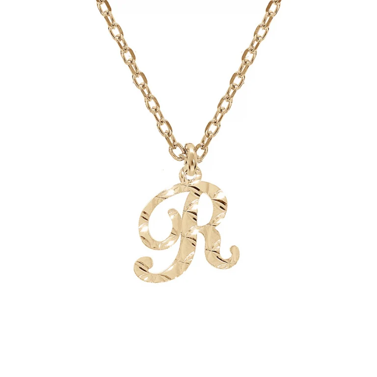 Collier initiale anglaise R diamantée – Argent 925 doré | Azuline