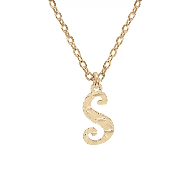Collier initiale anglaise S diamantée – Argent 925 doré | Azuline