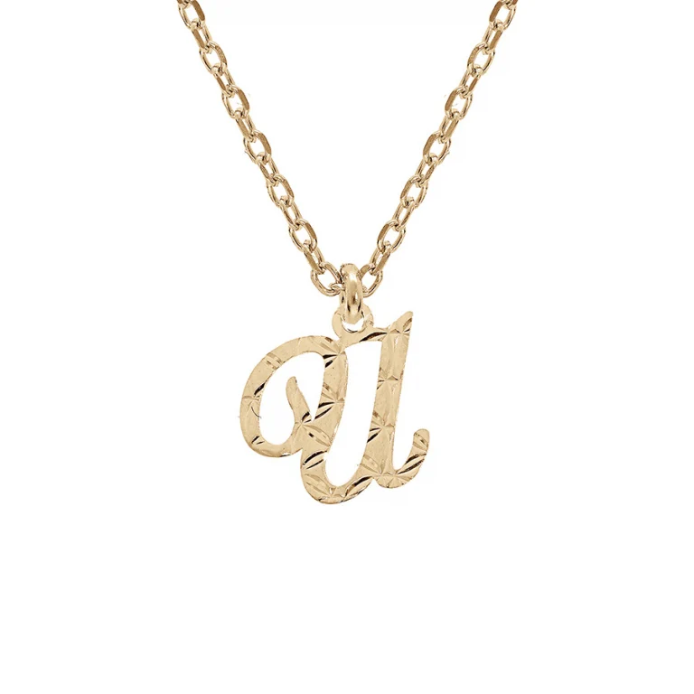 Collier initiale anglaise U diamantée – Argent 925 doré | Azuline