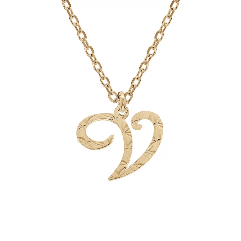 Collier initiale anglaise V diamantée – Argent 925 doré | Azuline