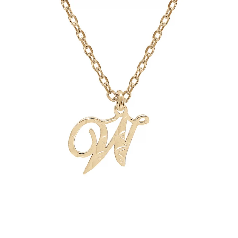 Collier initiale anglaise W diamantée – Argent 925 doré | Azuline
