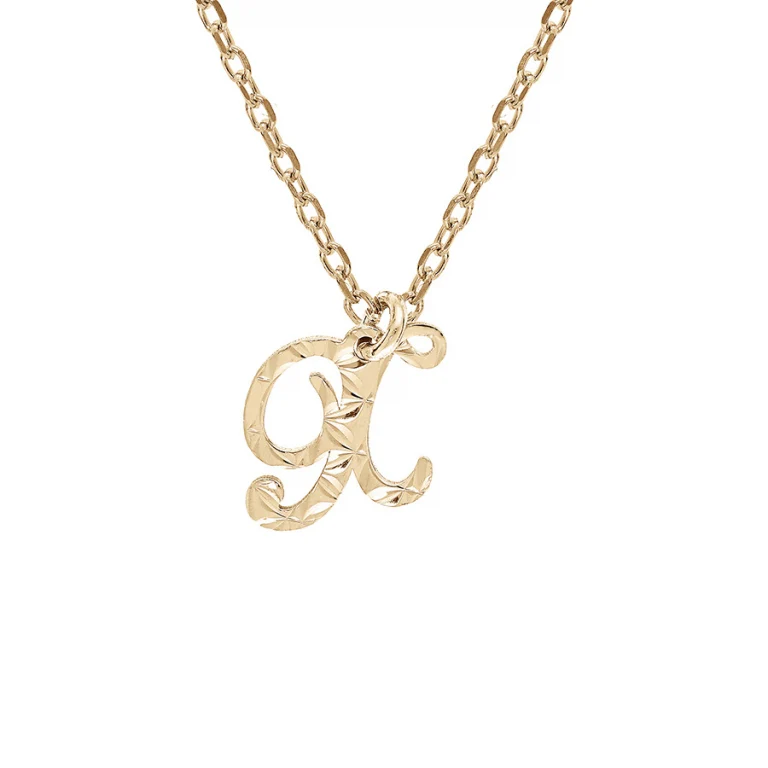 Collier initiale anglaise X diamantée – Argent 925 doré | Azuline