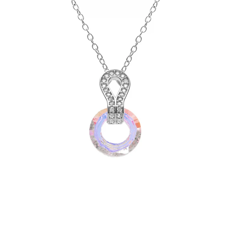 Collier cercle verre facetté oxydes blancs – Argent 925 rhodié | Azuline