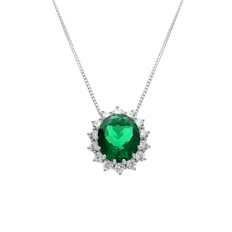 Collier pendentif royale oxydes verts – Argent 925 rhodié | Azuline