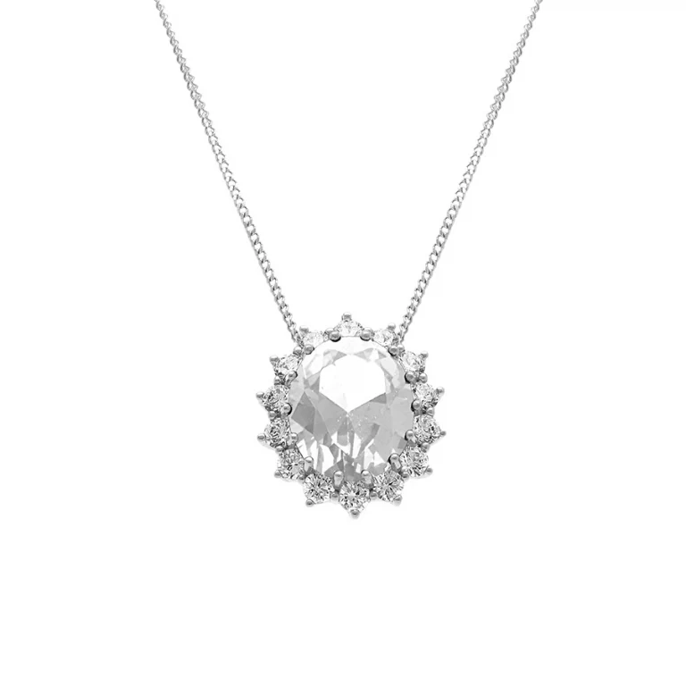 Collier mode pendentif royale oxydes blancs – Argent 925 rhodié | Azuline