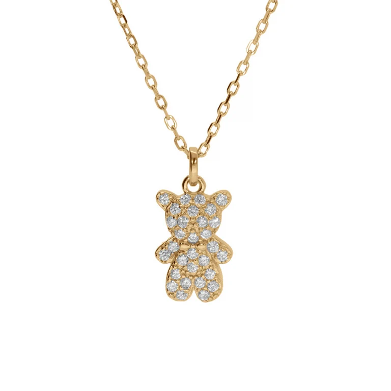Collier ourson oxydes blancs – Argent 925 doré | Azuline