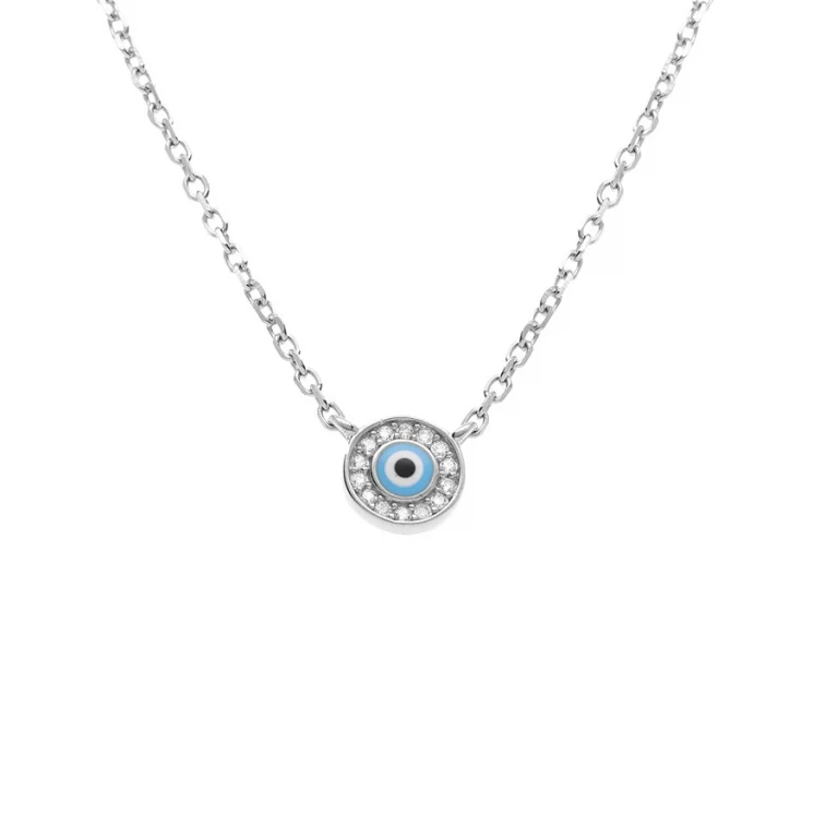 Collier rond œil de la chance oxydes blancs – Argent 925 rhodié | Azuline