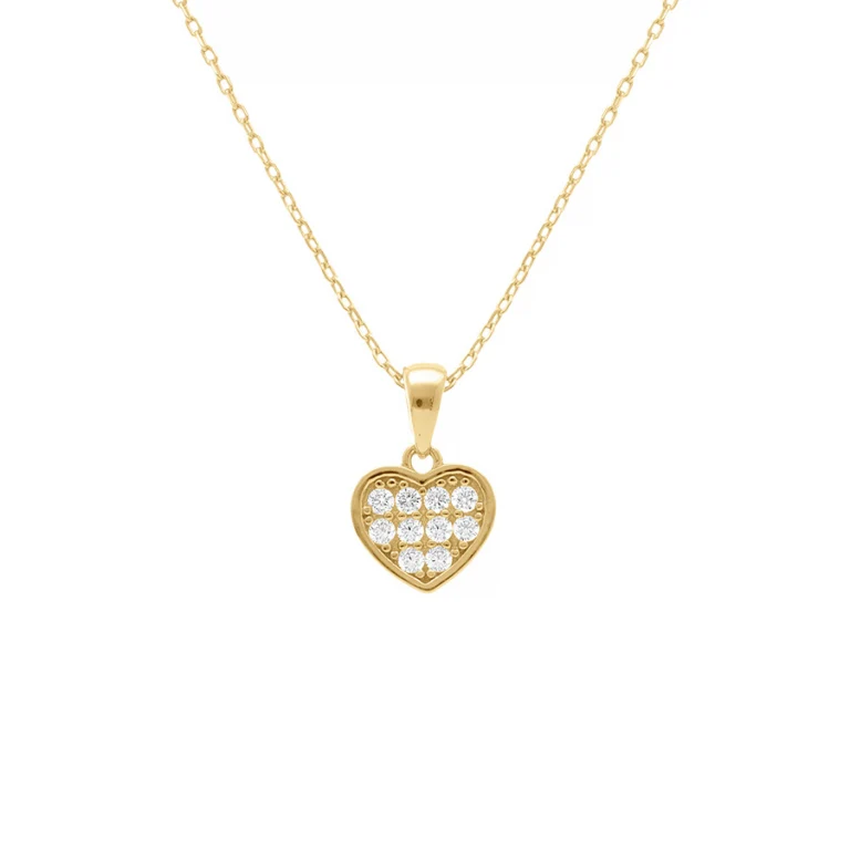 Collier cœur serti d’oxydes blancs – Argent 925 doré | Azuline