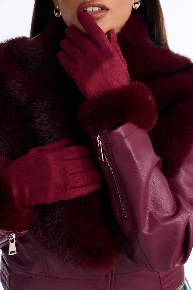 City Chic Gloves - Burgundy
