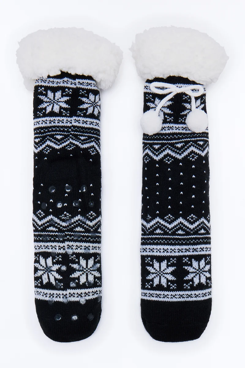 Christmas Morning Cozy Socks - Black