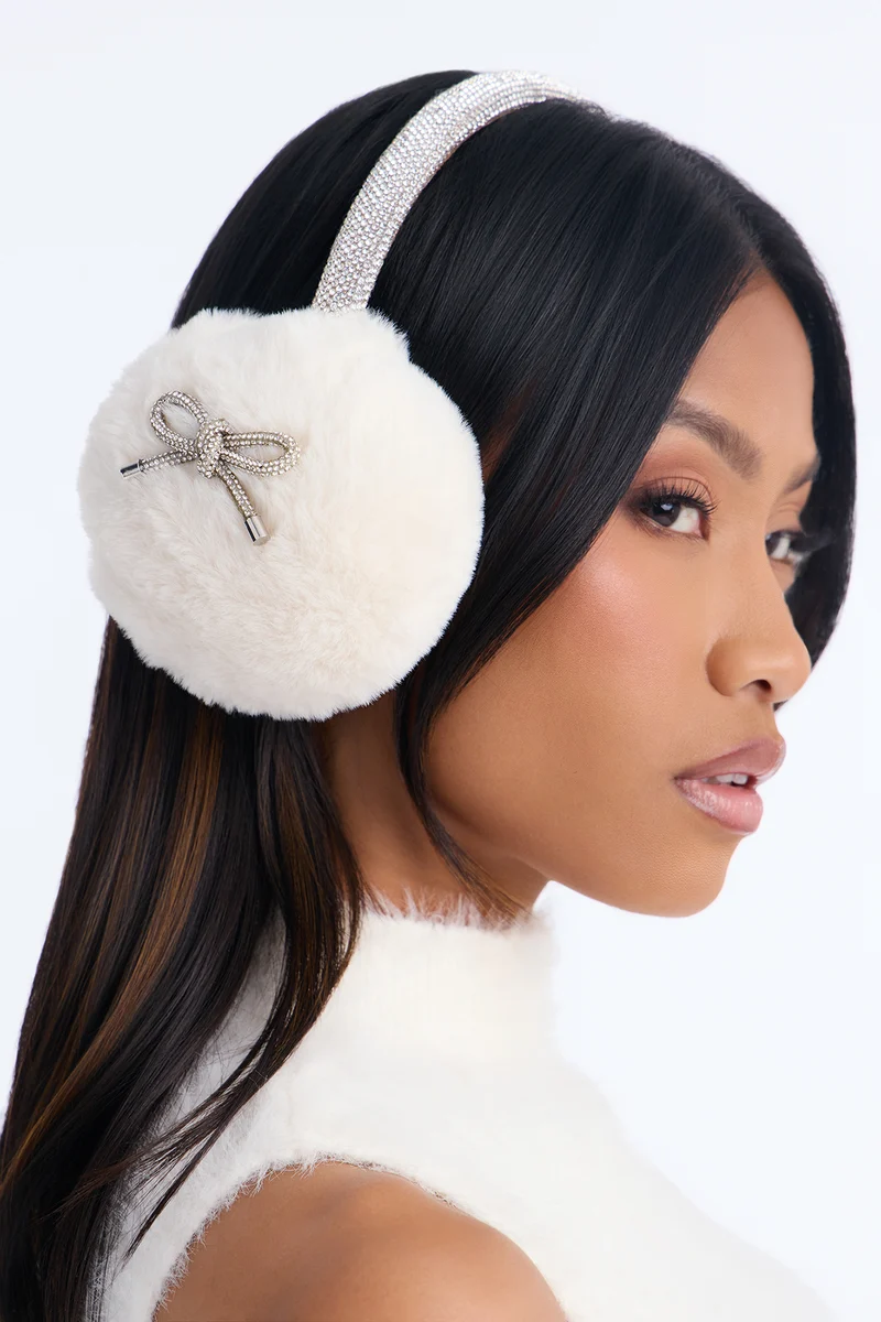 Frosty And Furry Faux Fur Earmuffs - Ivory
