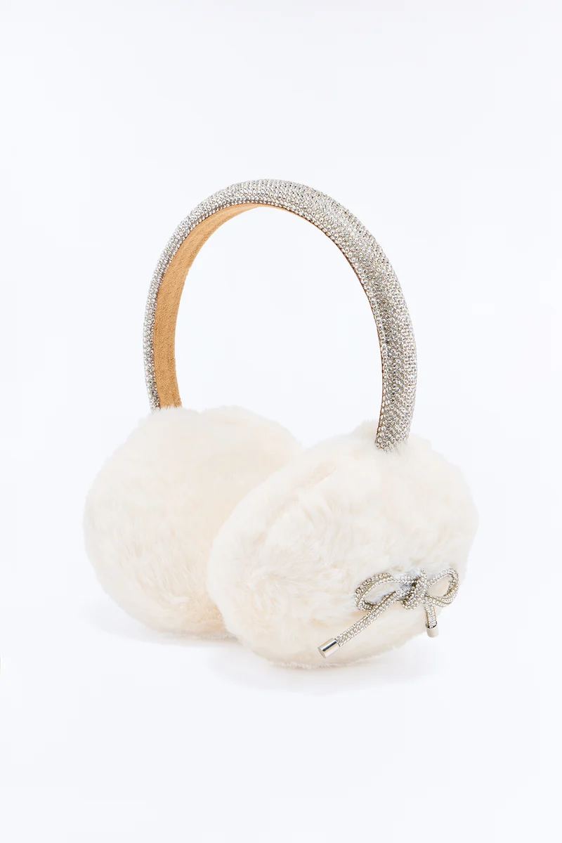 Frosty And Furry Faux Fur Earmuffs - Ivory