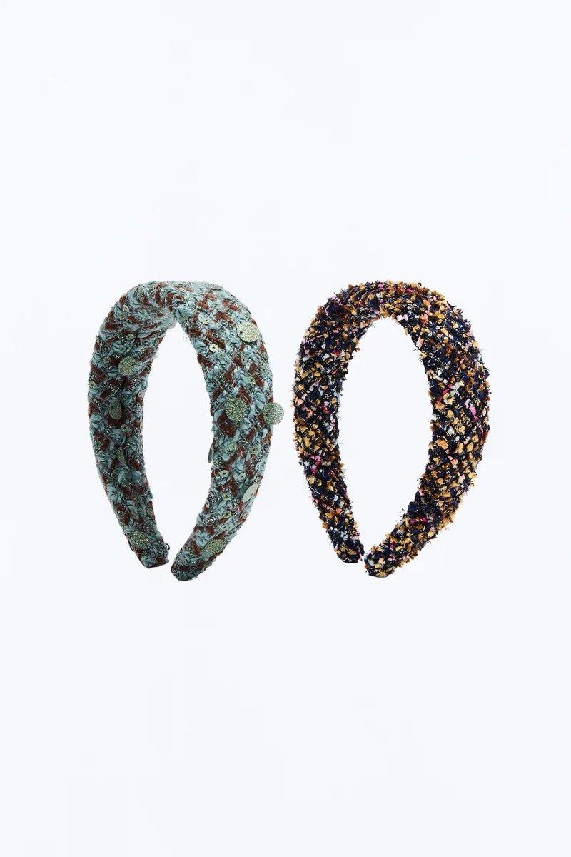 Uptown Darling Tweed 2 Piece Headband Set - Multi Color