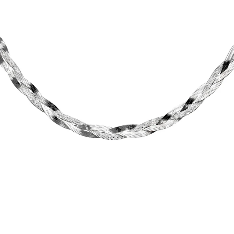 Collier tresse 2 fils diamanté – Argent 925 rhodié | Azuline