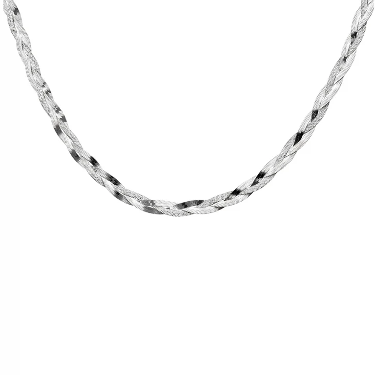 Collier tresse 2 fils diamanté – Argent 925 rhodié | Azuline