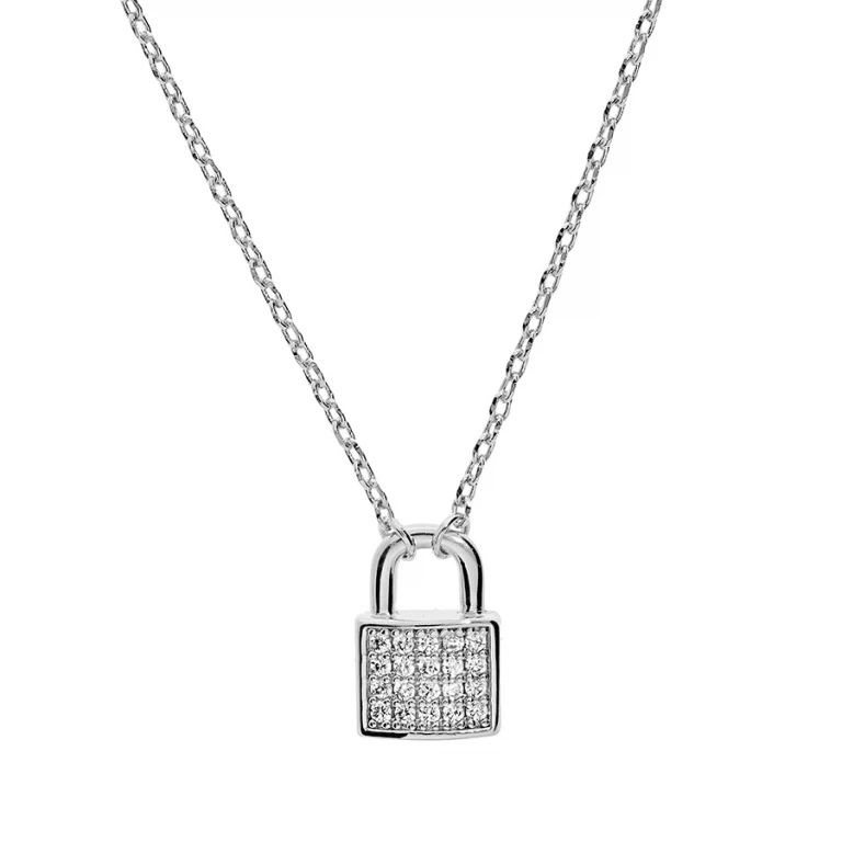 Collier cadenas oxydes blancs sertis – Argent 925 rhodié | Azuline