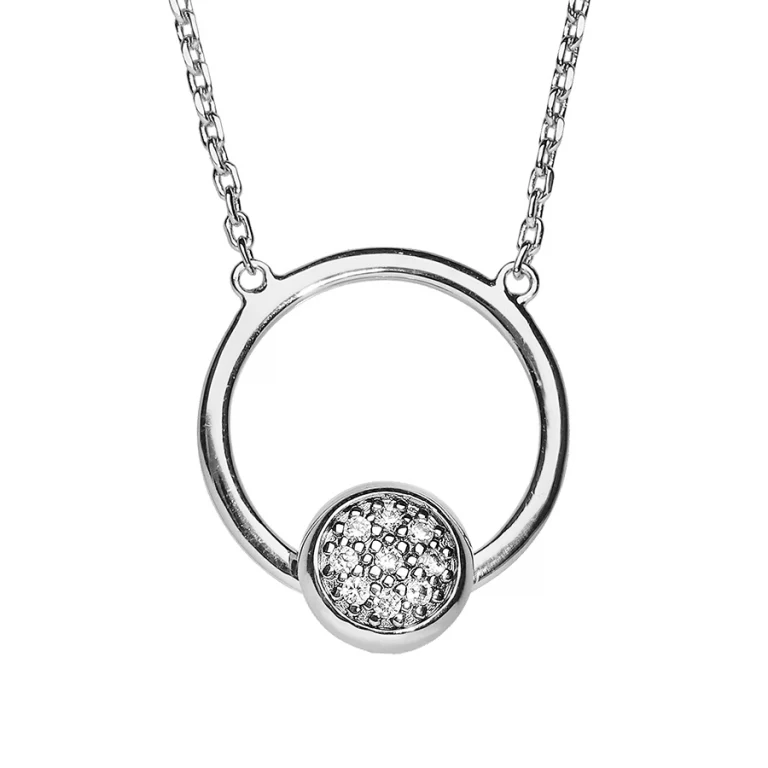 Collier cercle pastille oxydes blancs – Argent 925 rhodié | Azuline