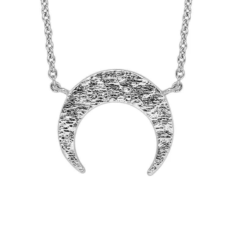 Collier croissant de lune martelée – Argent 925 rhodié | Azuline