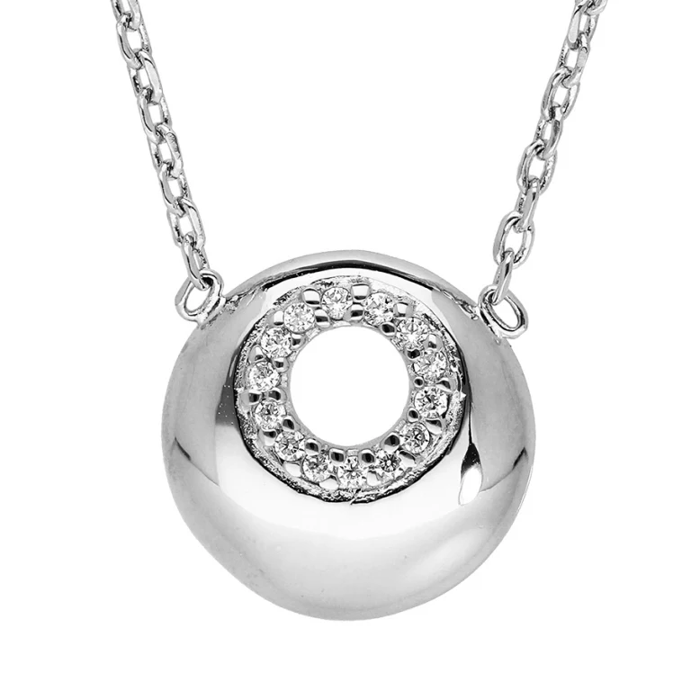 Collier rond percé oxydes blancs – Argent 925 rhodié | Azuline